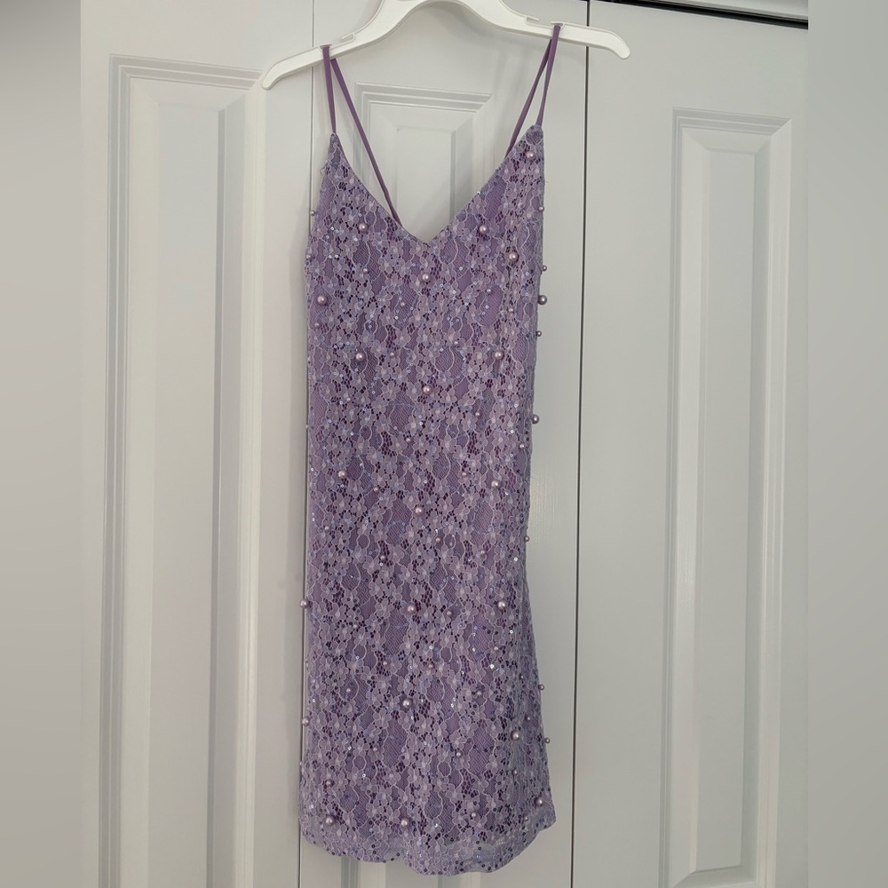 Windsor Lilac Sequin pearl lace Dress